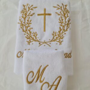 Baptism towel set- Gold