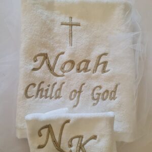 Baptism towel set- Platine